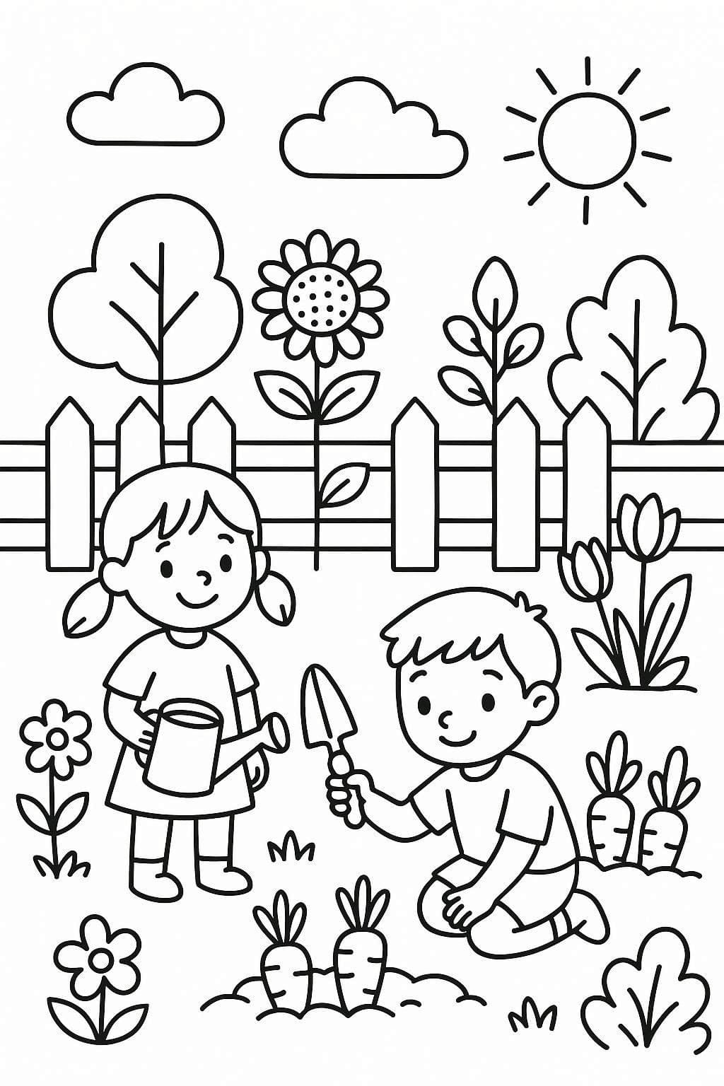 Resim Bahçe yazdırılabilir Boyama Sayfası