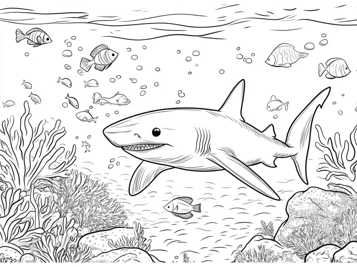 Resim Köpek Balığı Boyama Sayfası