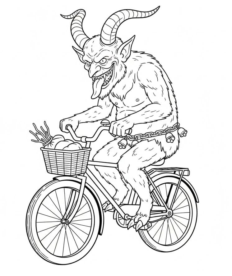 Resim Krampus yazdırılabilir Boyama Sayfası