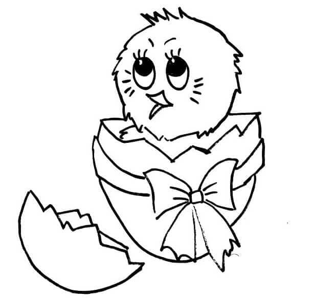 Resim Paskalya Civcivi basit Boyama Sayfası