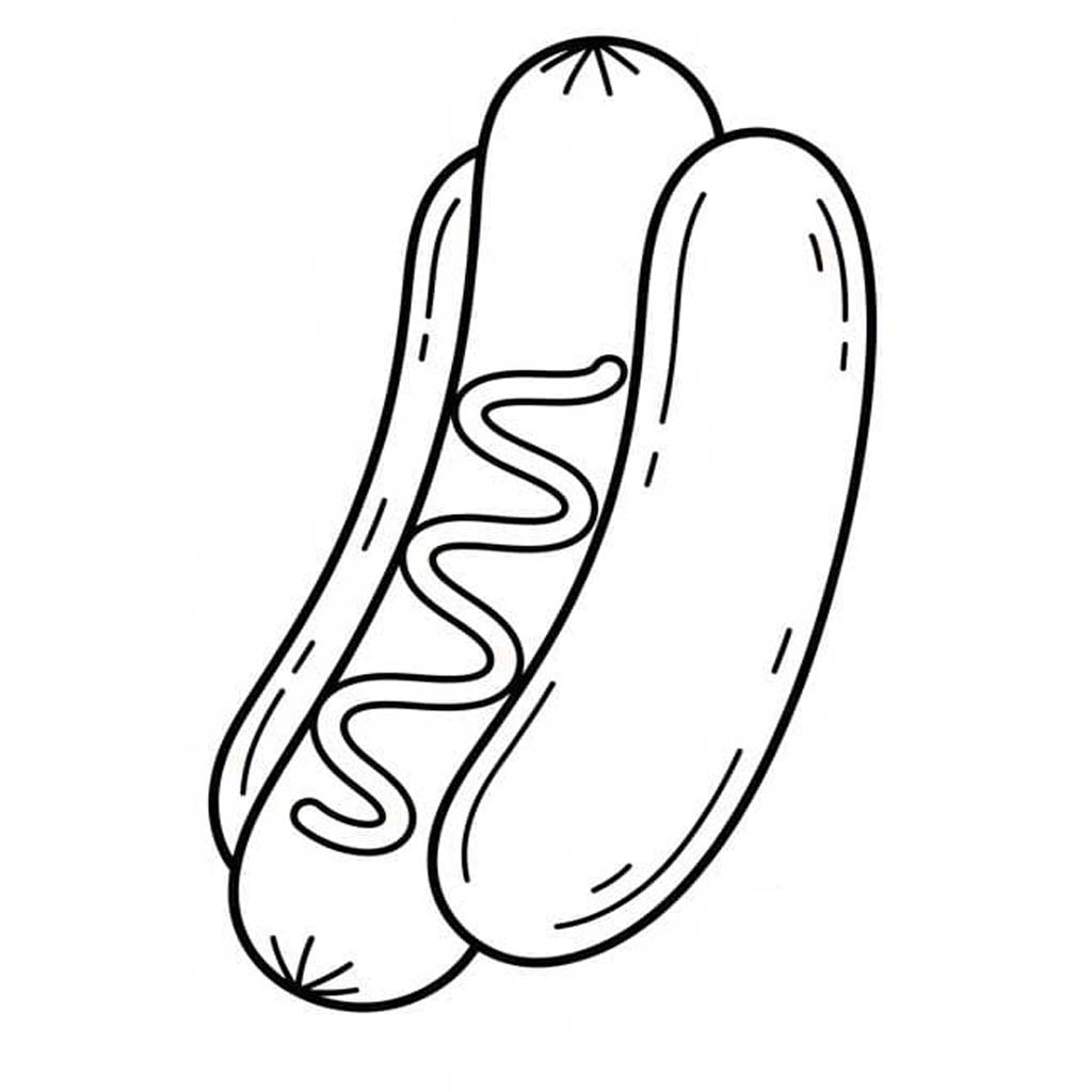 Resim Sosisli Sandviç Boyama Sayfası
