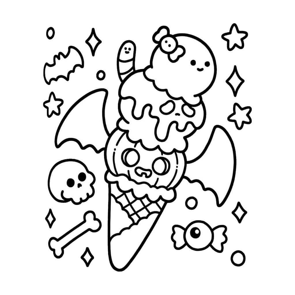 Resim Spooky Cutie Yazdırılabilir Boyama Sayfası