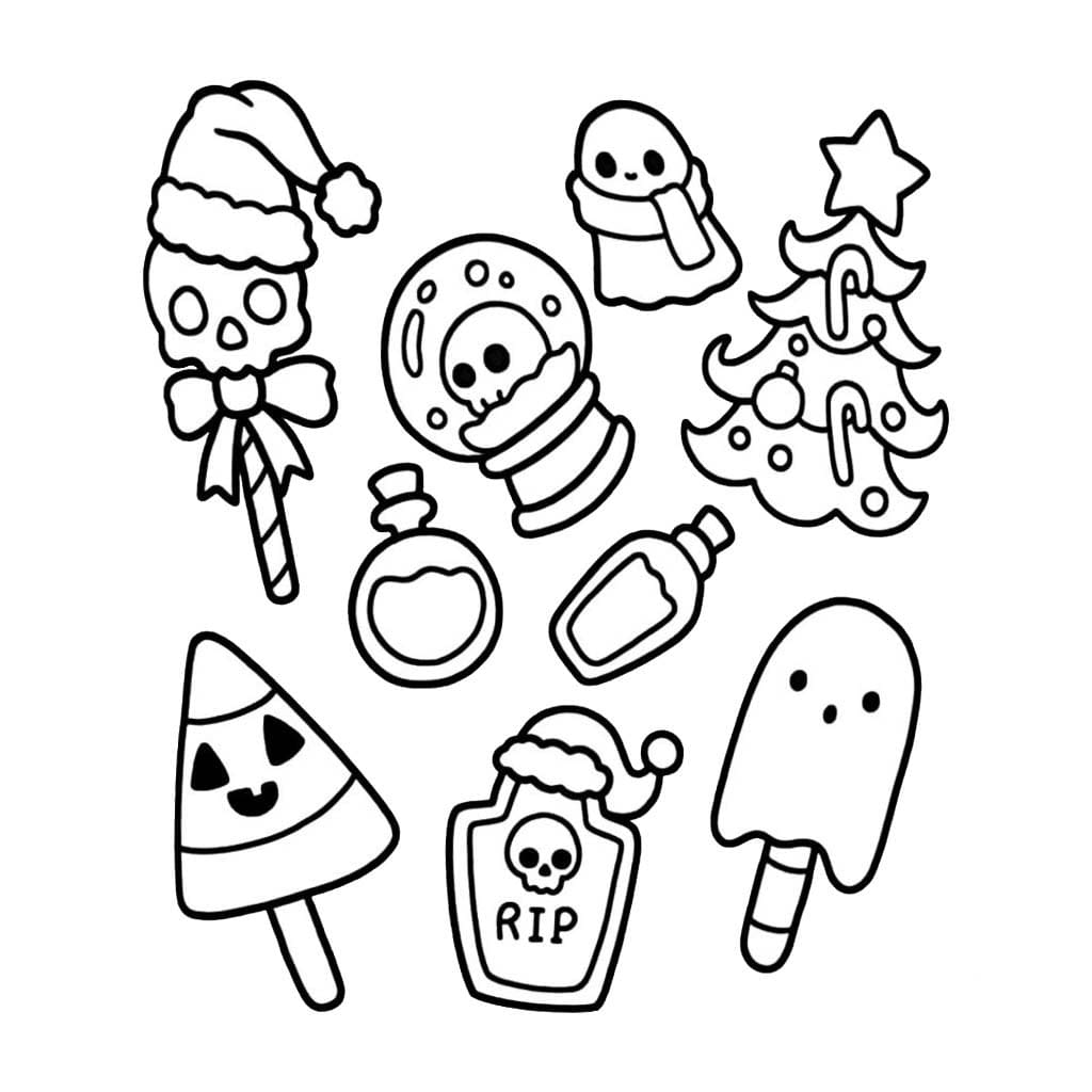 Resim Spooky Cutie basit Boyama Sayfası