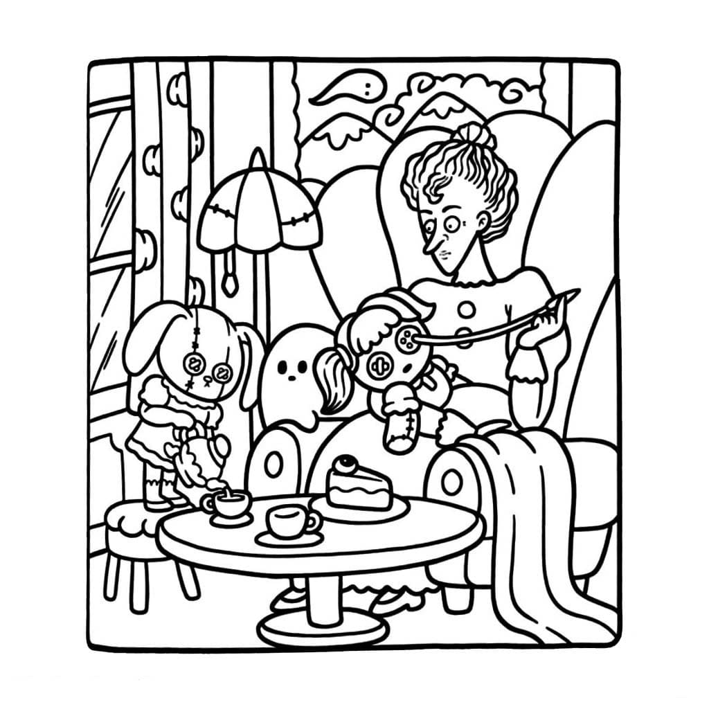 Resim Spooky Cutie sevimli Boyama Sayfası