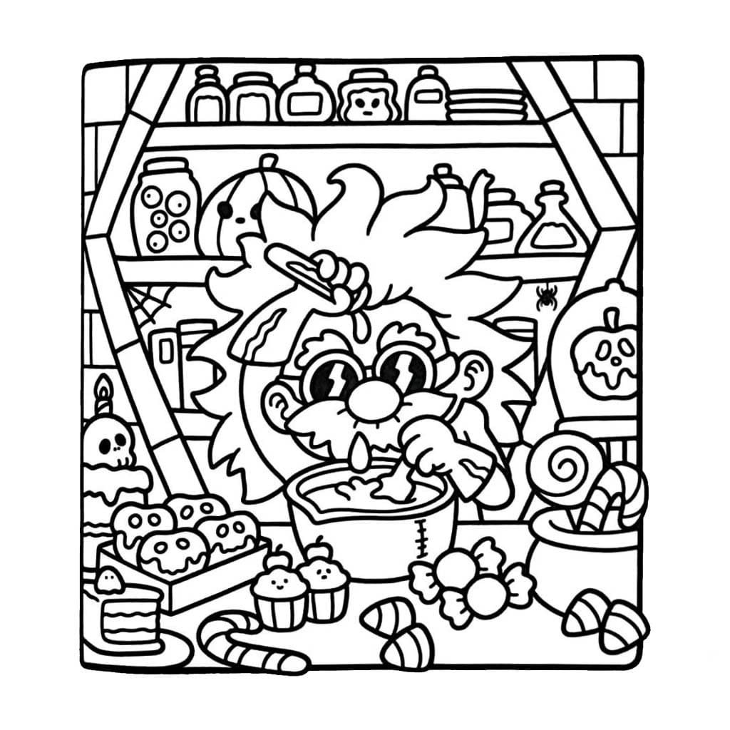 Resim Spooky Cutie temel Boyama Sayfası