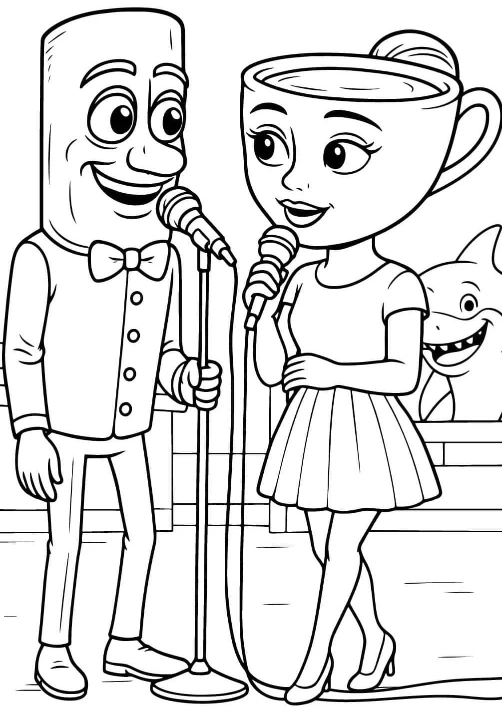 Resim Tung Tung Tung Sahur basit Boyama Sayfası