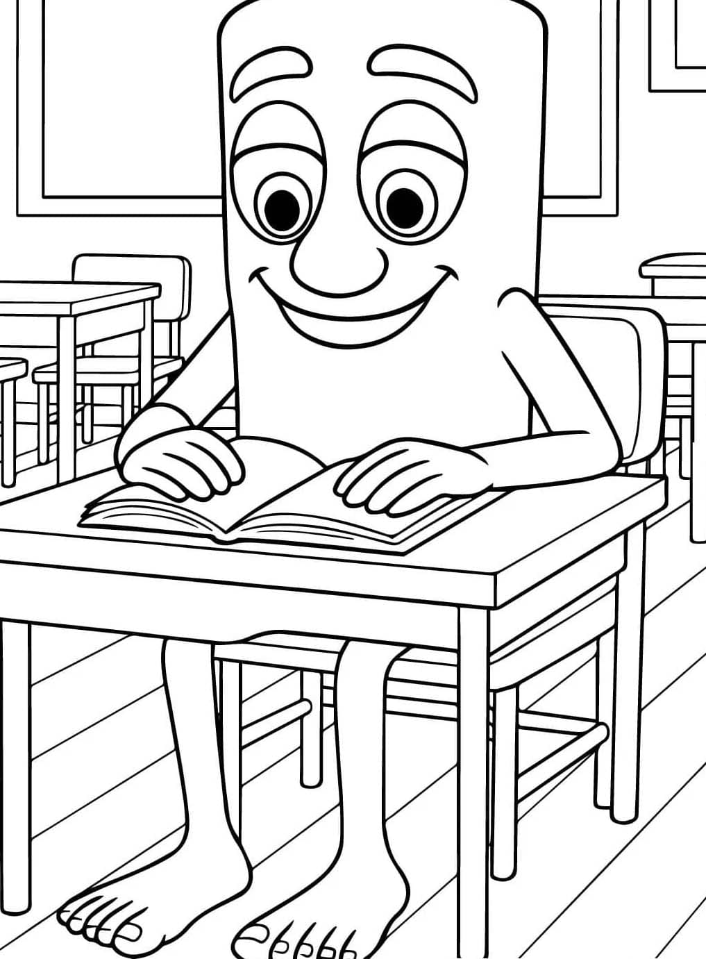 Resim Tung Tung Tung Sahur kolay Boyama Sayfası