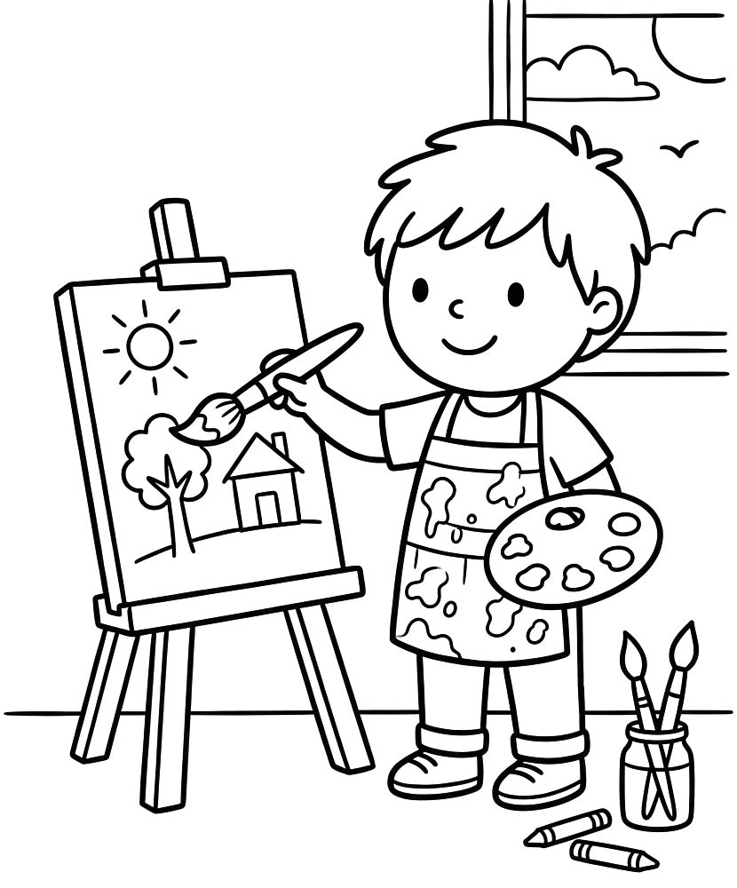 Ressam Çizim Boyama Sayfası