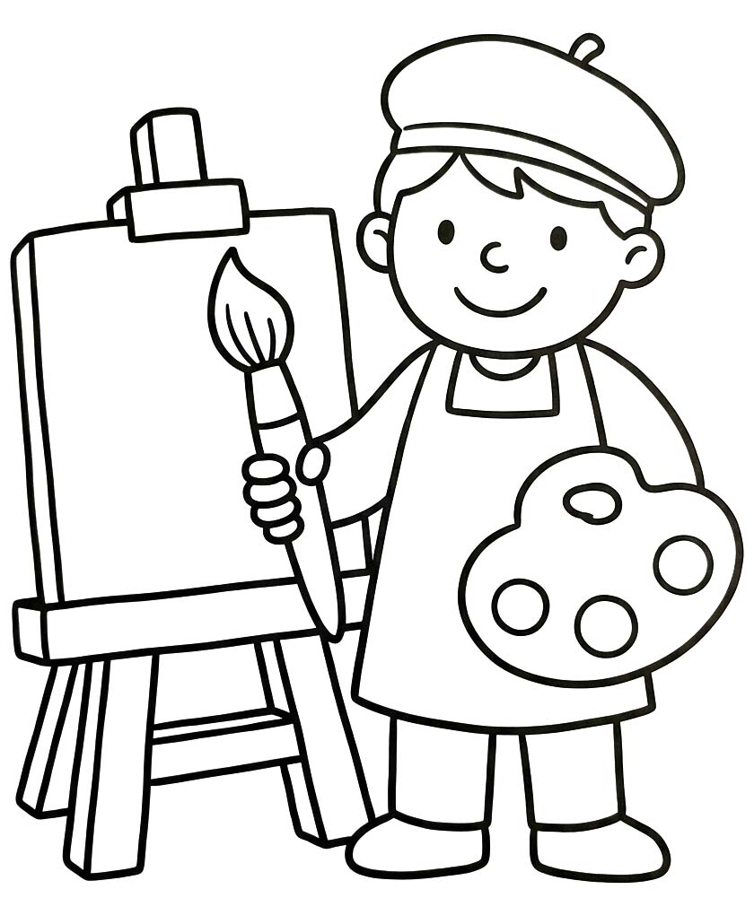 Ressam basit Boyama Sayfası