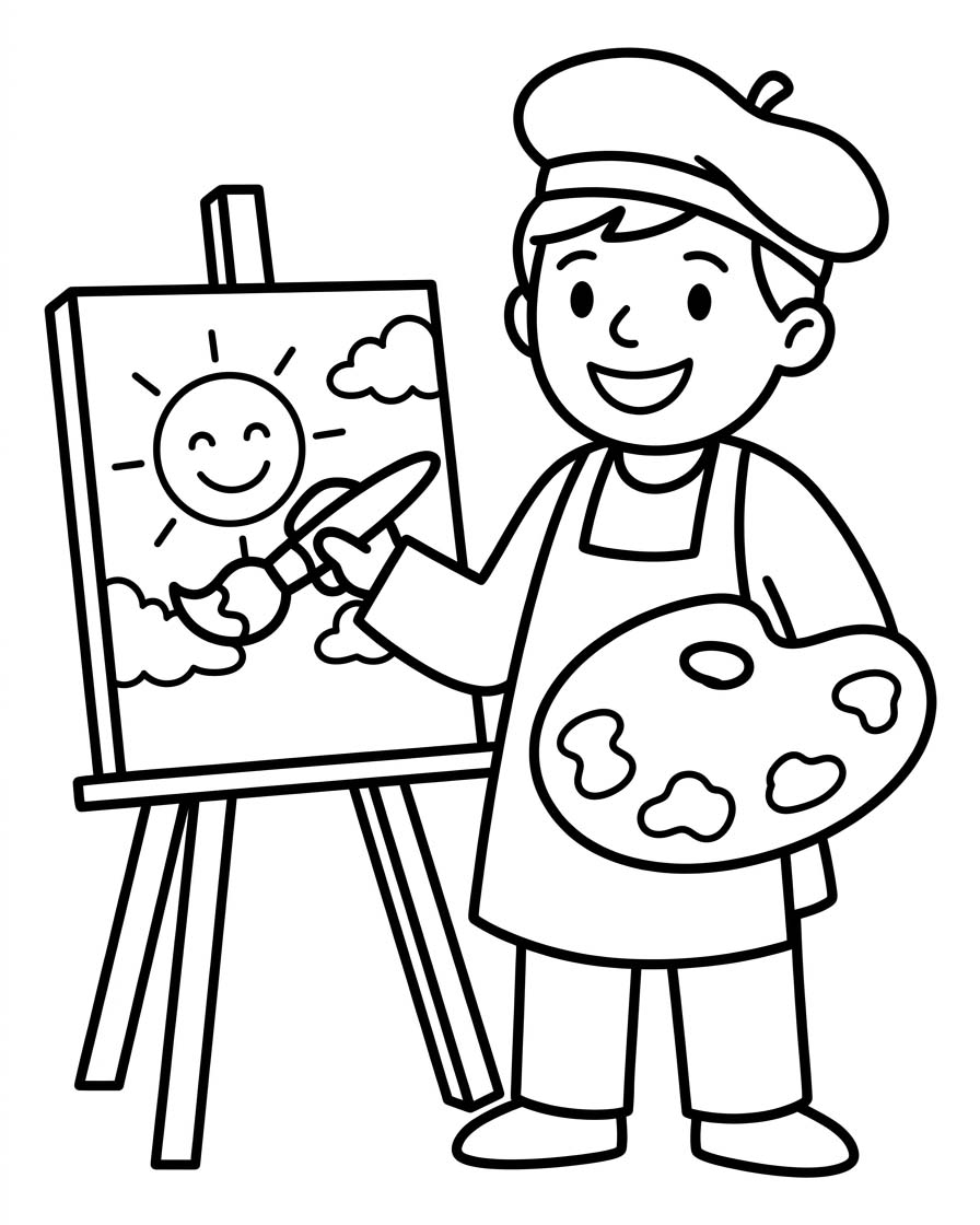 Ressam resim Boyama Sayfası