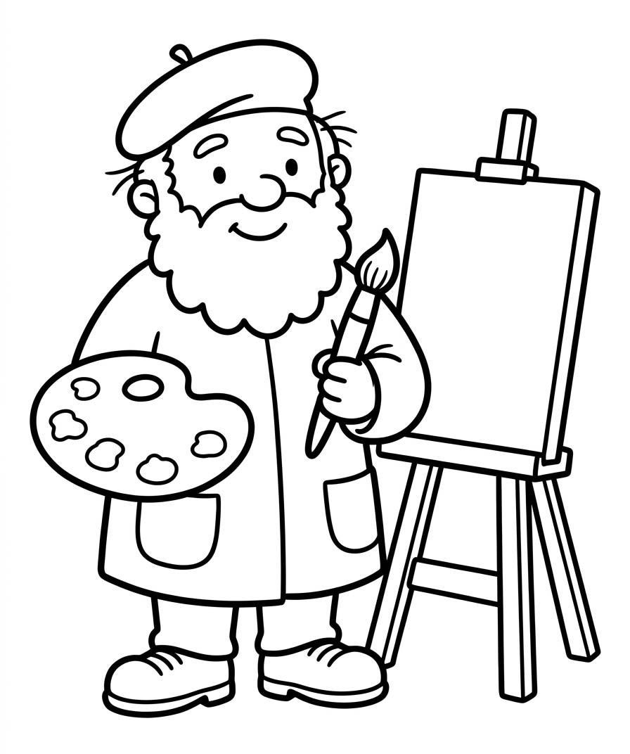 Ressam temel Çiz Boyama Sayfası