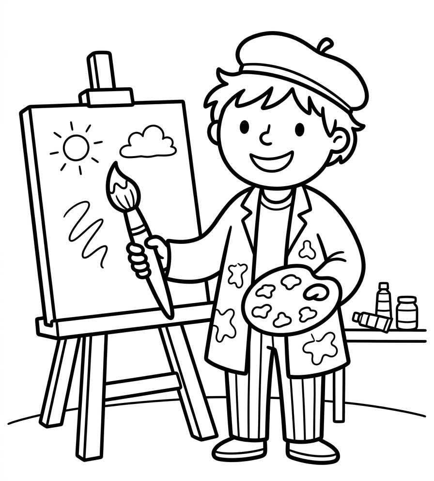 Ressam ücretsiz yazdırılabilir Boyama Sayfası