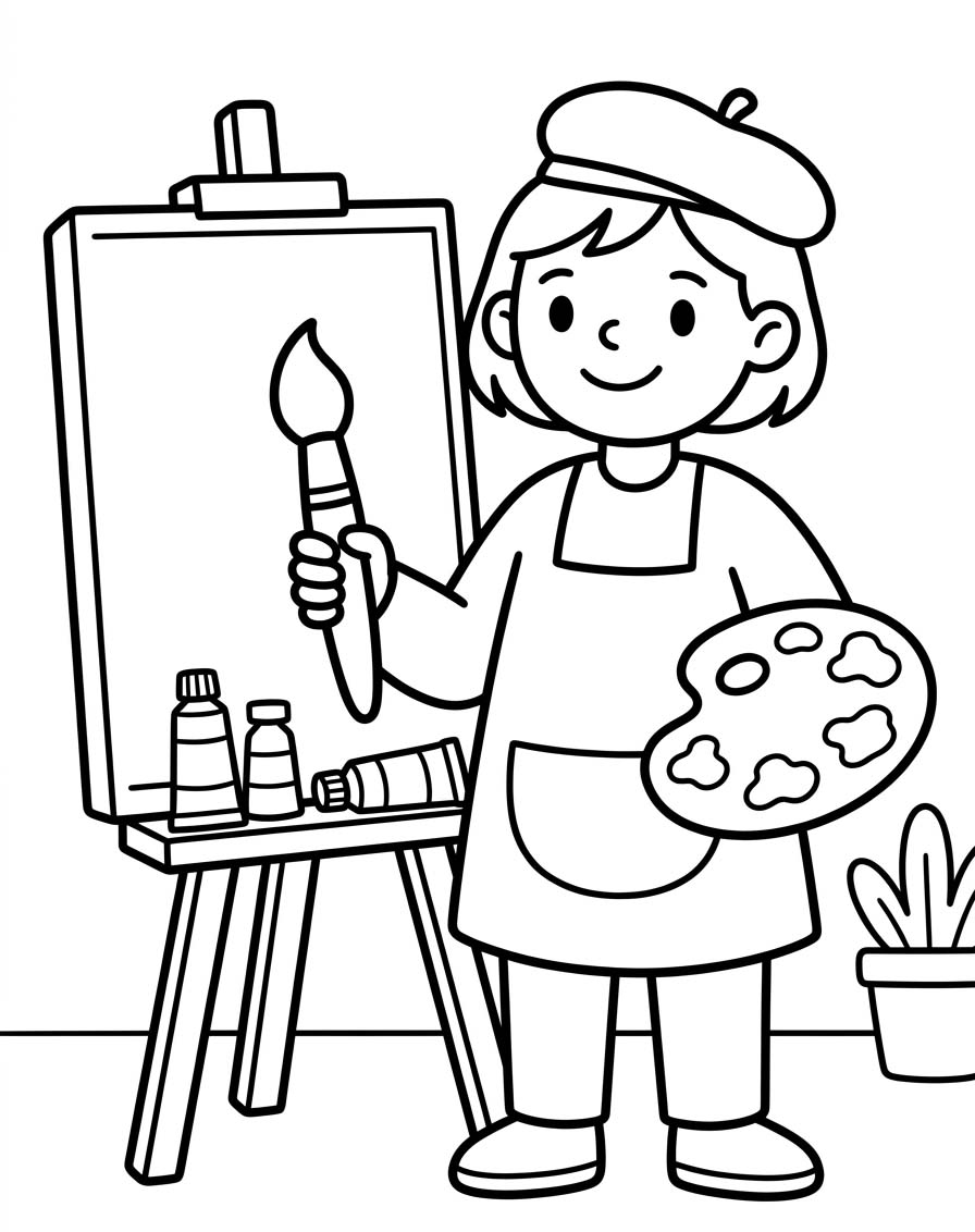 Ressam ücretsiz Boyama Sayfası