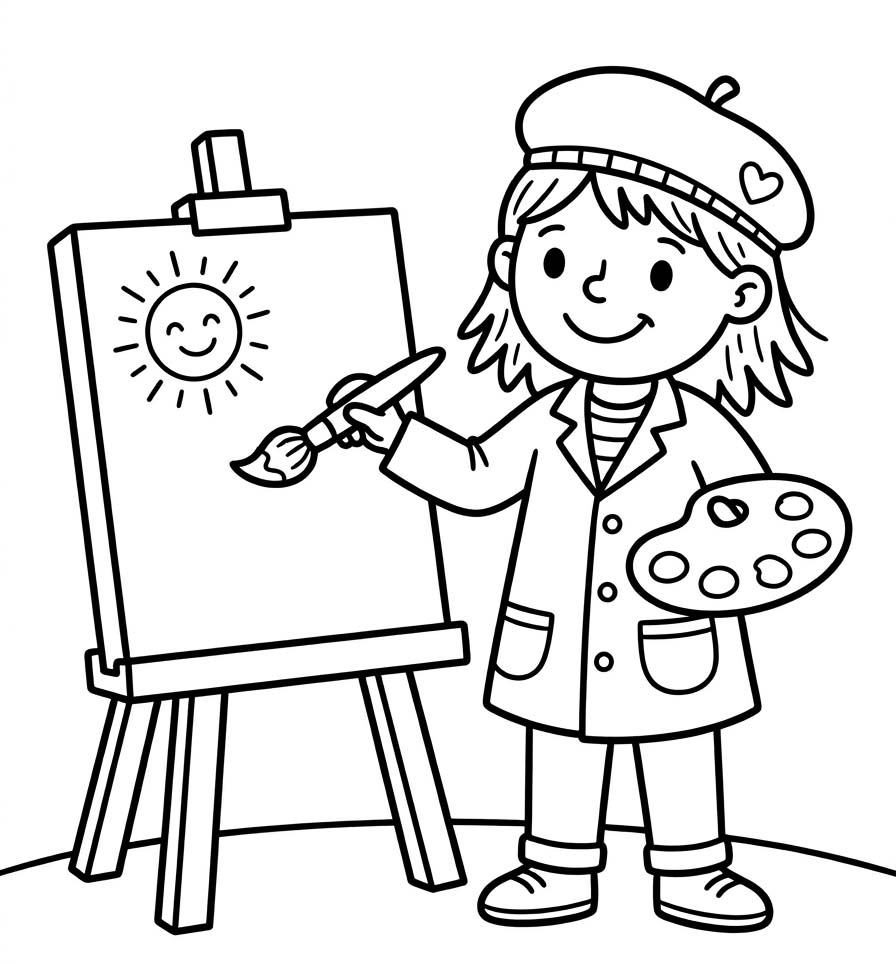 Ressam yazdırılabilir Boyama Sayfası