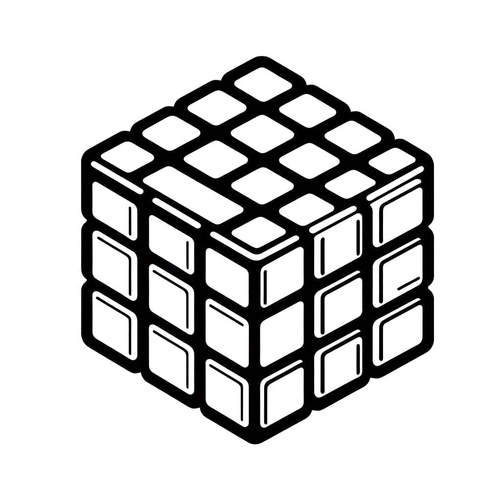 Rubik ücretsiz basit Boyama Sayfası