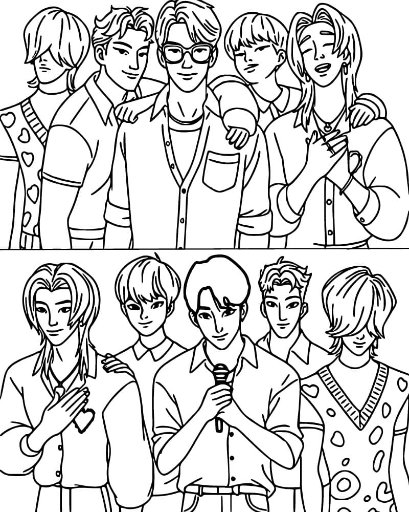 Saja Boys resim basit Boyama Sayfası