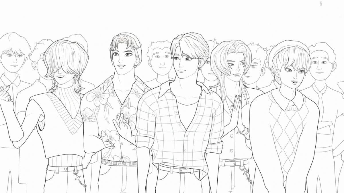 Saja Boys resim kolay Boyama Sayfası