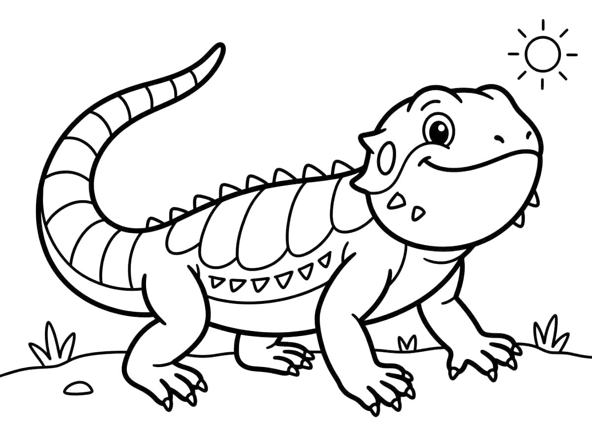 Sakallı Ejderha Kolay Boyama Sayfası