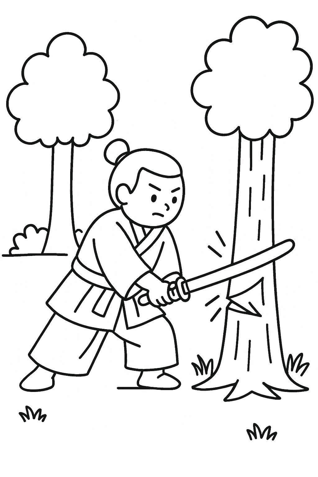 Samuray çocuklar için yazdırılabilir Boyama Sayfası