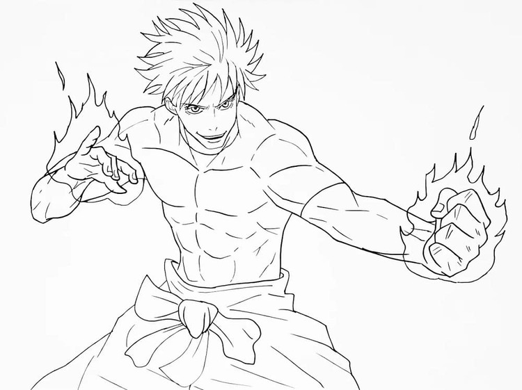 Satoru Gojo çocuklar için Ücretsiz Yazdırılabilir Boyama Sayfası