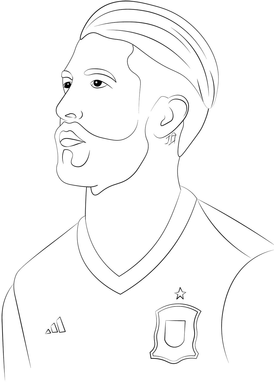 Sergio Ramos Futbol Oynarken Boyama Sayfası