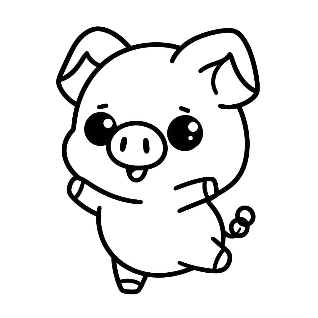 Sevimli Domuz çiz Boyama Sayfası