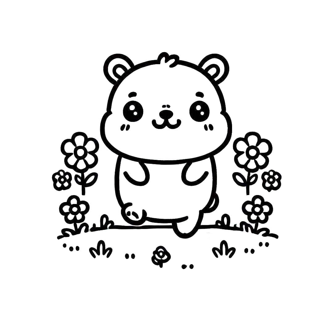 Sevimli Hayvan çizimi basit kolay Boyama Sayfası