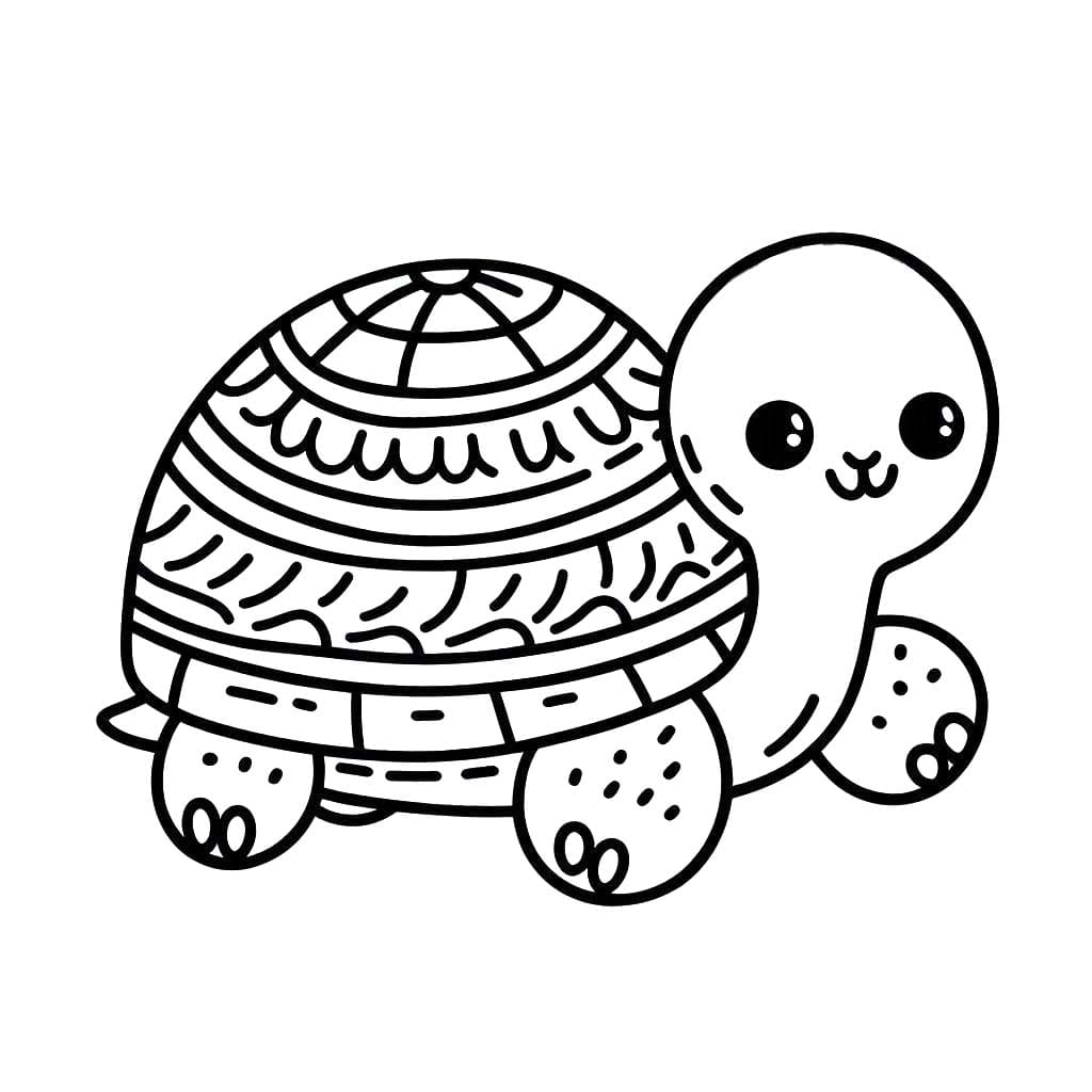 Sevimli Kaplumbağa çiz Boyama Sayfası