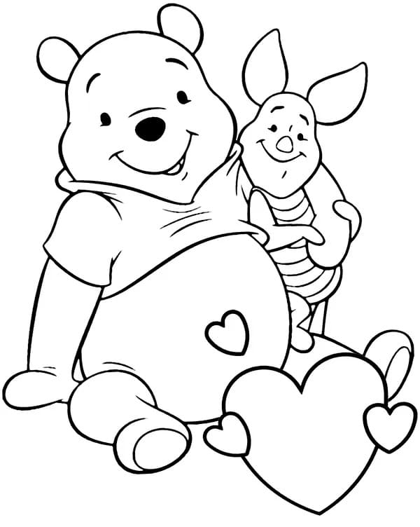 Sevimli Pooh ve Piglet çizimi Boyama Sayfası