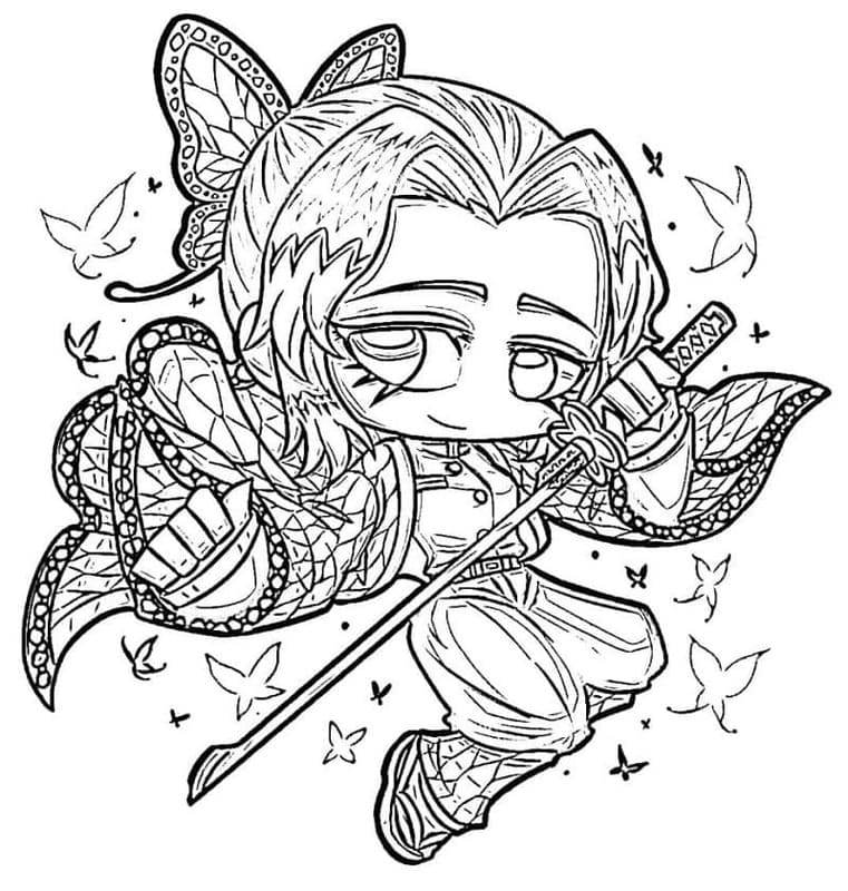 Shinobu Kocho Ücretsiz Boyama Sayfası