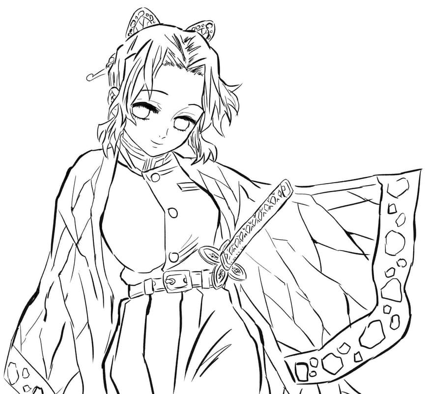 Shinobu Kocho çocuklar için yazdırılabilir Boyama Sayfası