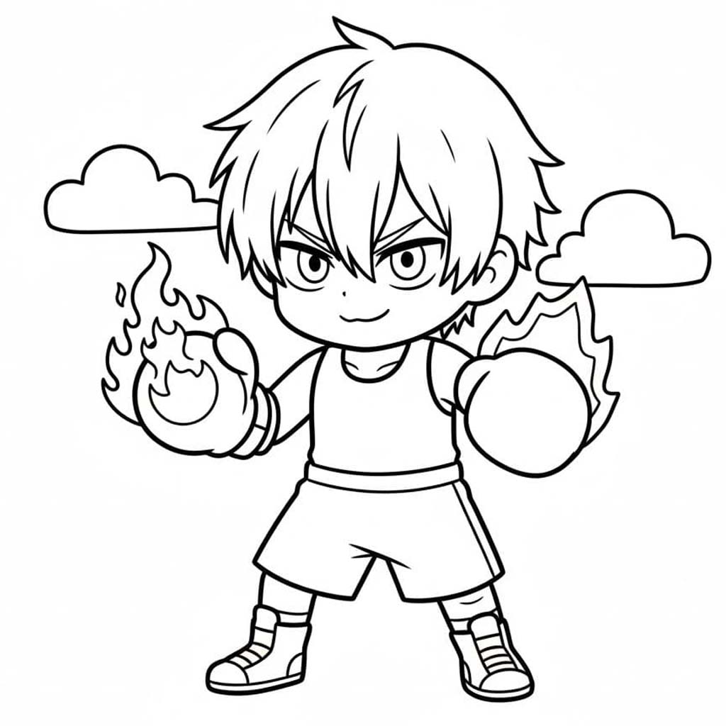 Shoto Todoroki Yazdırılabilir Boyama Sayfası