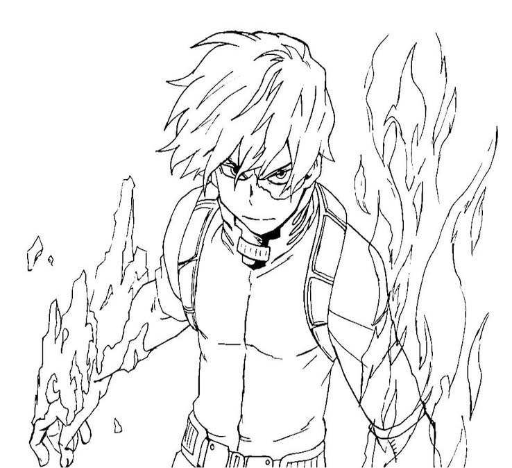 Shoto Todoroki kolay çiz Boyama Sayfası