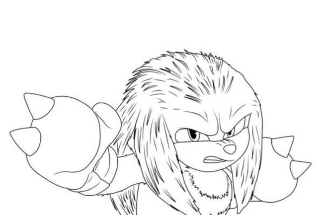 Sonic 2 Filminden Büyük Knuckles Echidna Boyama Sayfası
