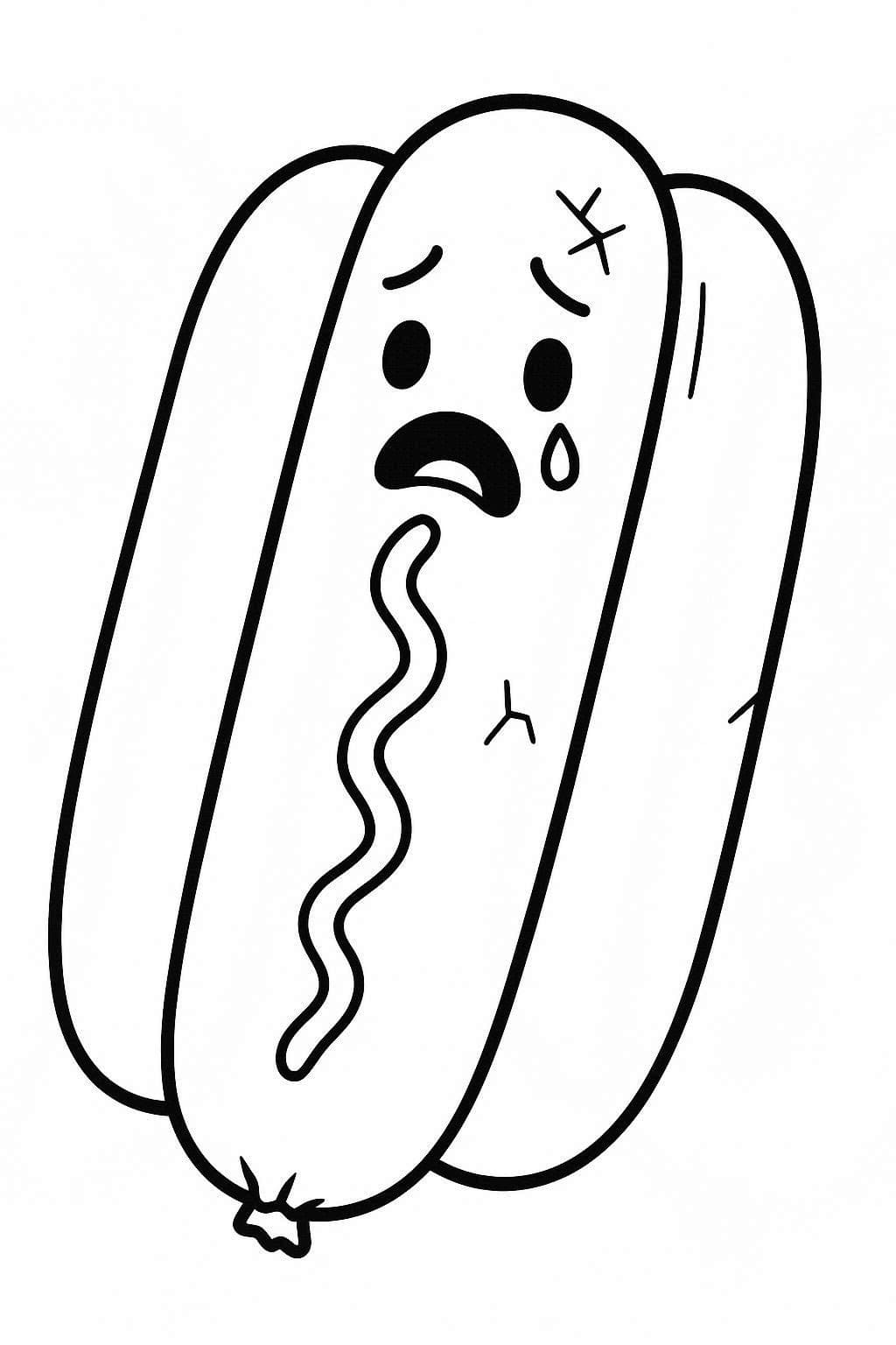 Sosisli Sandviç çocuklar için kolay Boyama Sayfası