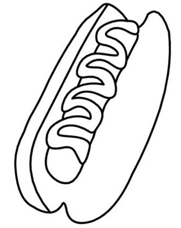 Sosisli Sandviç çocuklar için temel Boyama Sayfası