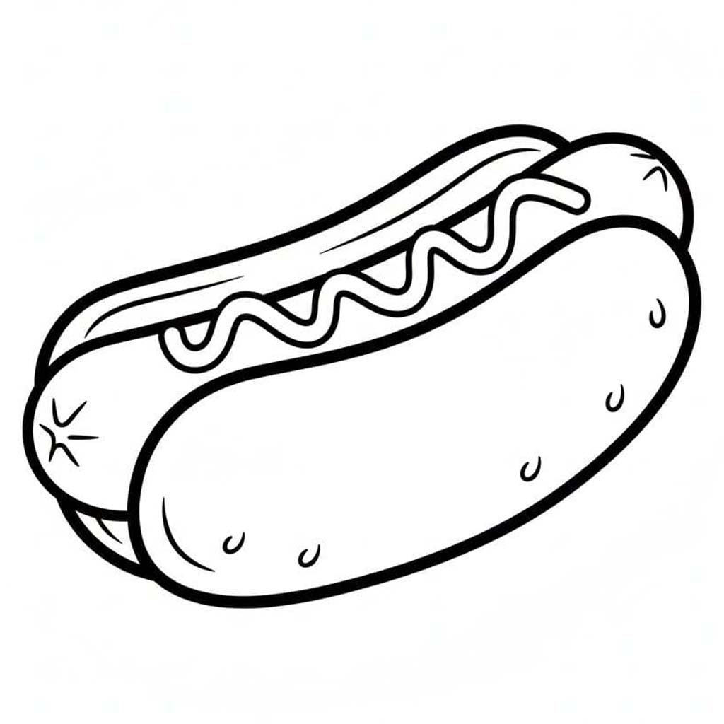 Sosisli Sandviç çocuklar için yazdırılabilir Boyama Sayfası