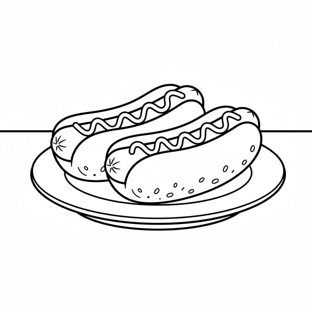 Sosisli Sandviç çocuklar için Boyama Sayfası