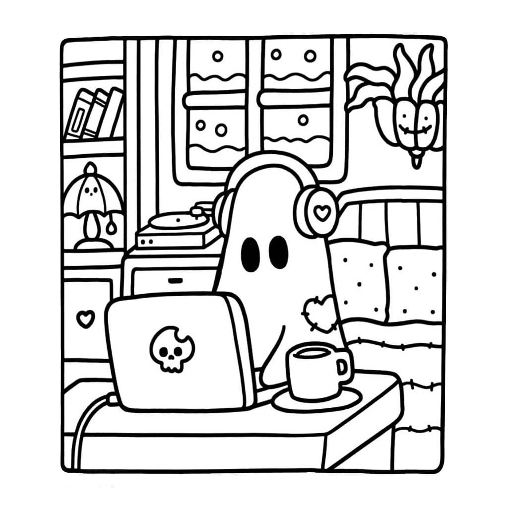 Spooky Cutie Yazdırılabilir Çiz Boyama Sayfası