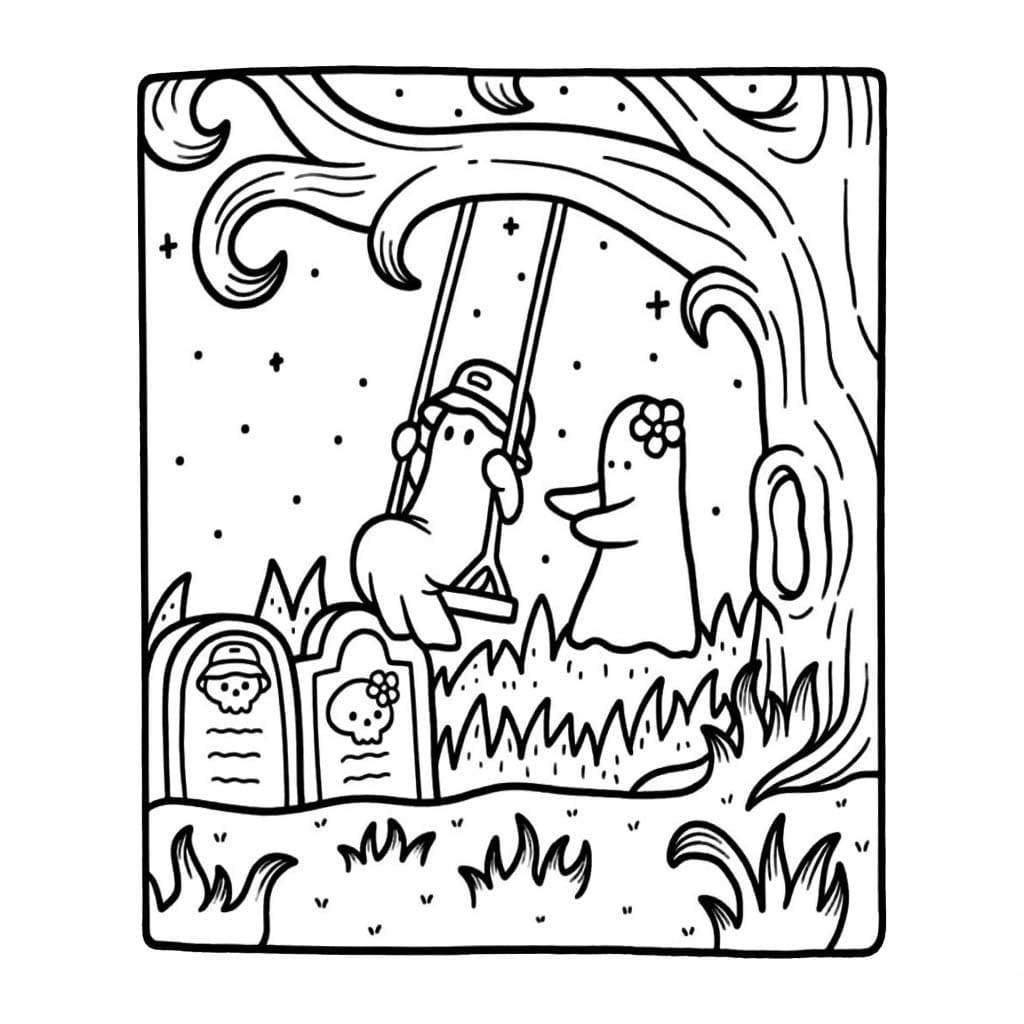 Spooky Cutie'yi basit Boyama Sayfası