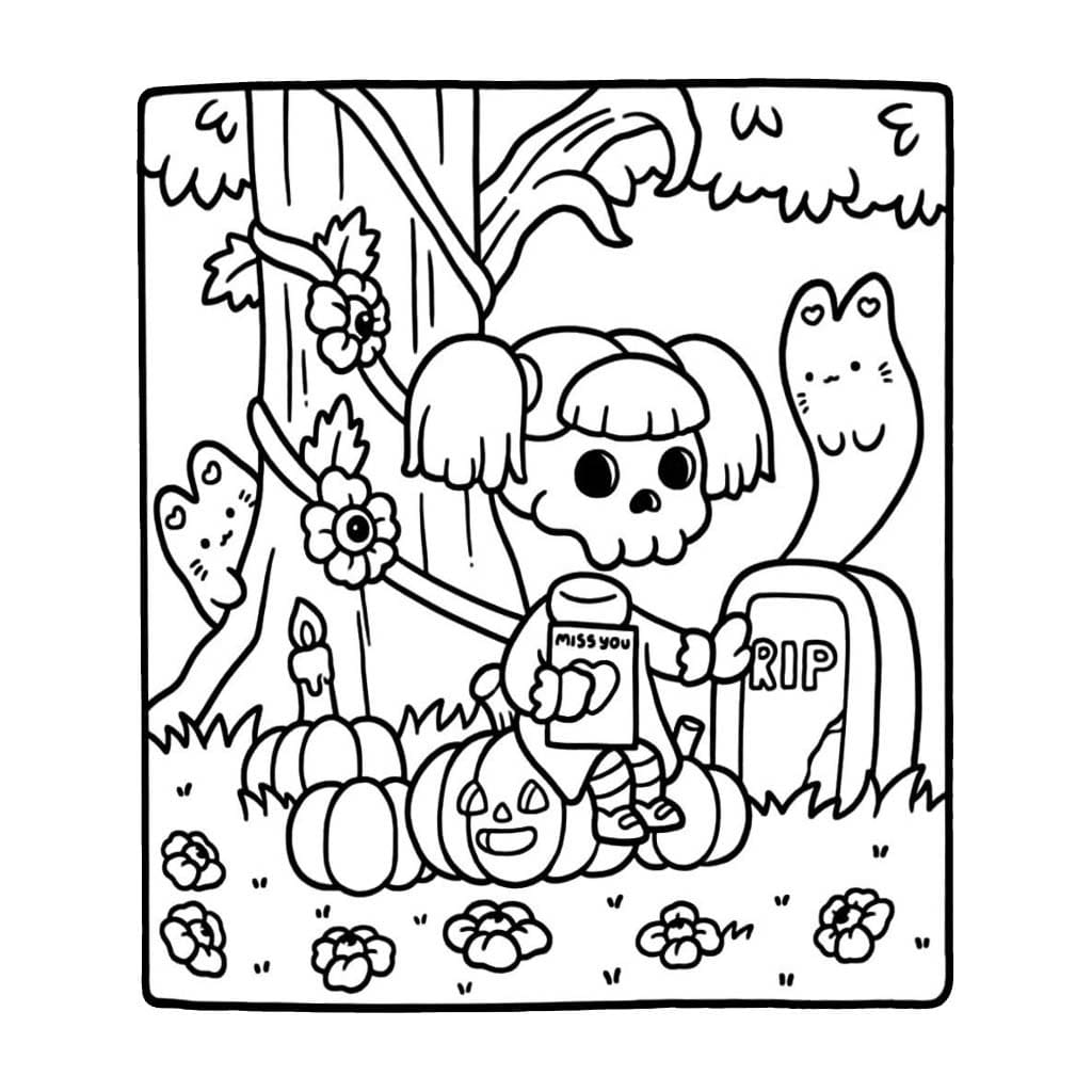 Spooky Cutie'yi çok normal çiz Boyama Sayfası