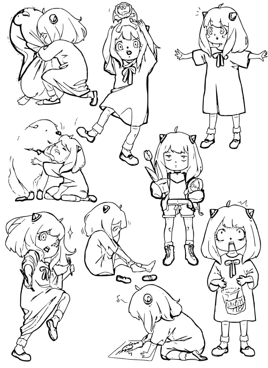 Spy x Family çocuklar için ücretsiz yazdırılabilir Boyama Sayfası