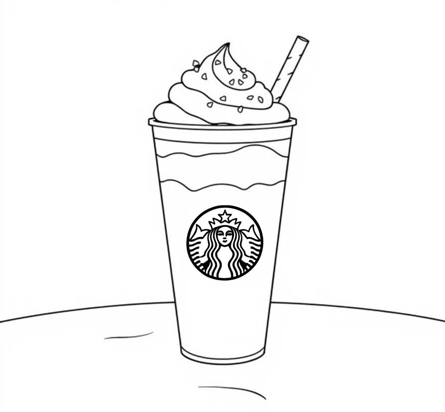 Starbucks Basit Çiz Boyama Sayfası