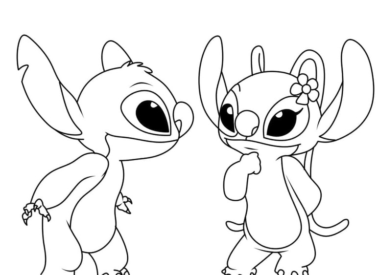 Stitch ve Angel Görüntü Boyama Sayfası