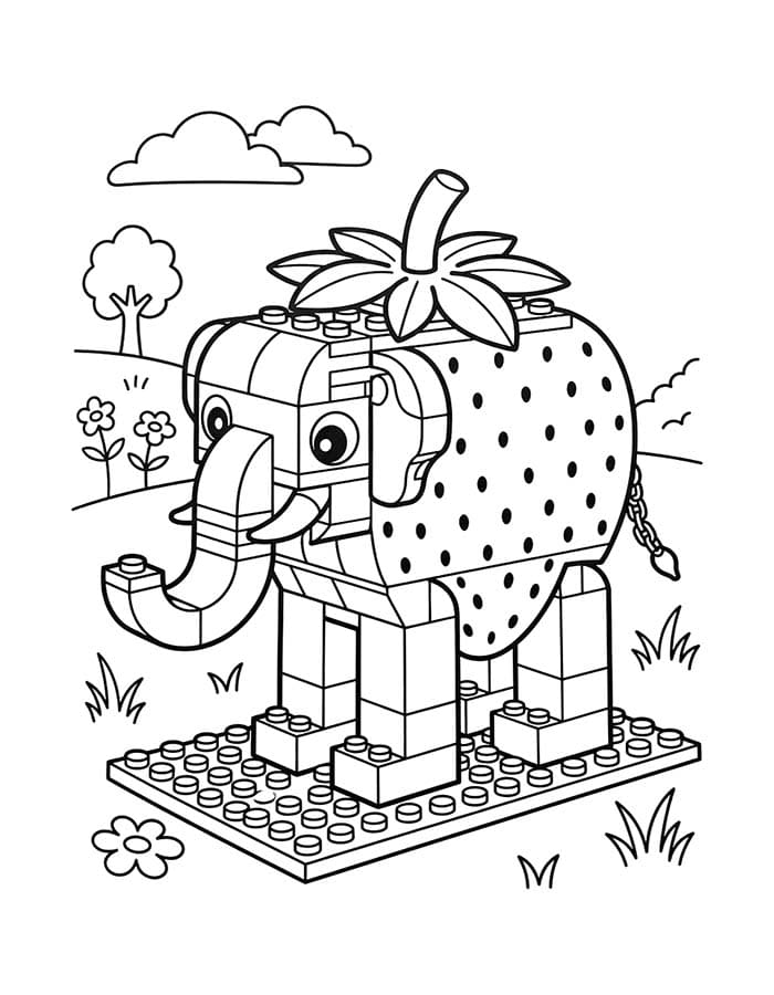 Strawberry Elephant resim Boyama Sayfası