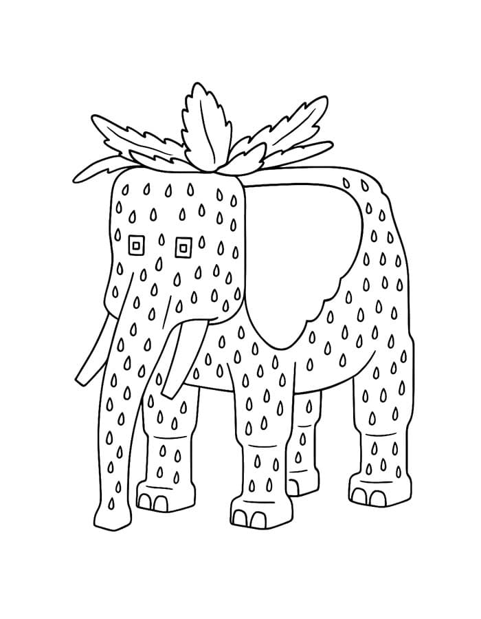 Strawberry Elephant yazdırılabilir Boyama Sayfası