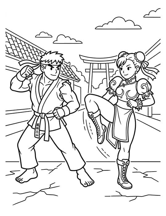Street Fighter Çizim Boyama Sayfası