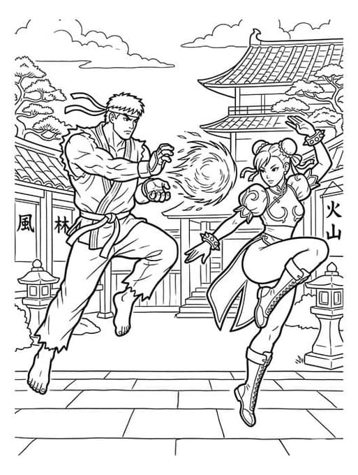 Street Fighter ücretsiz yazdırılabilir Boyama Sayfası