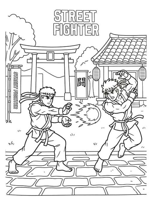 Street Fighter ücretsiz Boyama Sayfası