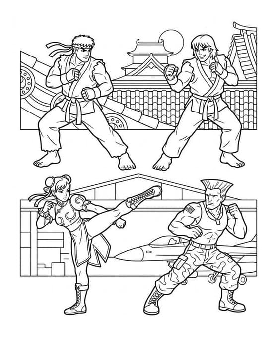 Street Fighter yazdırılabilir Boyama Sayfası